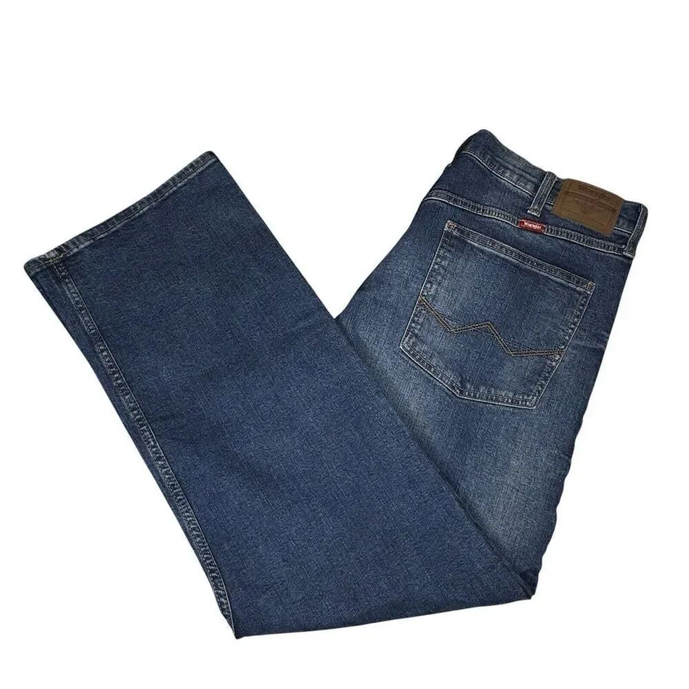 WRANGLER Mens 36 x 30 Five Star Premium Jeans Blue Wash Denim Relaxed Boot